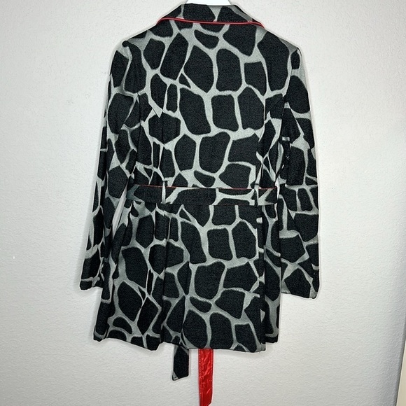 Moka  Sport Giraffe Print Belted Notch Collar Coat Size Large - Picture 4 of 9